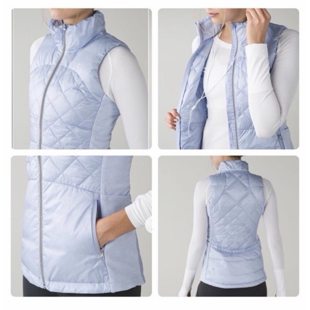 Lululemon Down For Run Down Vest Pale Blue Women's Sz 8 - Picture 2 of 12